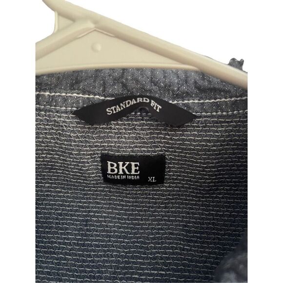BKE Men's Button-Up Textured Collared Short Sleeve Button-Up Gray Shirt XL - Picture 6 of 12